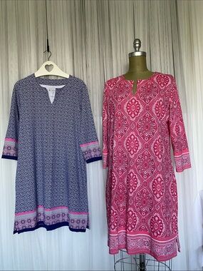 Coolibar UV 50 Protection Printed Tunic Dress 3/4 Sleeves Size L
